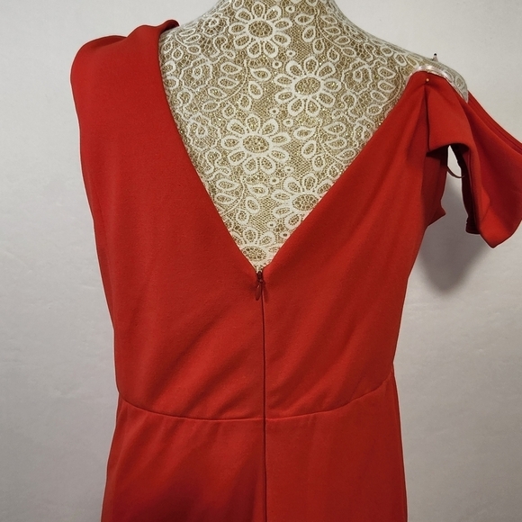 ABS Allen Schwartz Dress Gown Evening Red Deep V-Neck Knit Sleeveless Plus 24 - Picture 9 of 14